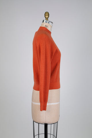 Chandail orange feuille d'automne à col montant (S)
