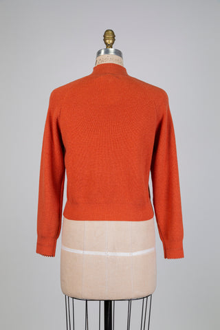 Chandail orange feuille d'automne à col montant (S)