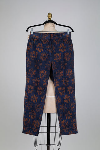 Blue and brown velvet floral pants (6)