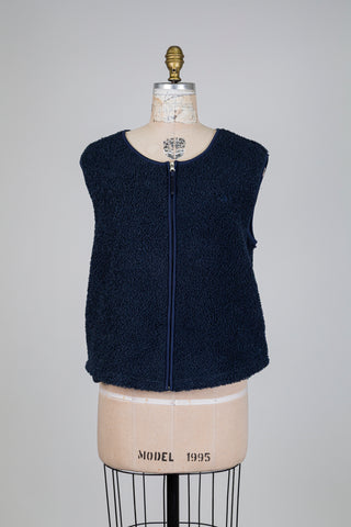 Veste marine sans manches effet mouton (M)