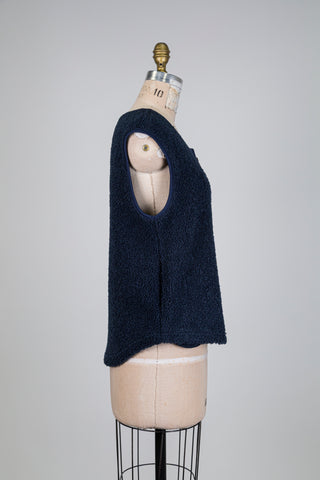 Veste marine sans manches effet mouton (M)