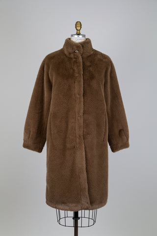 Manteau brun en poil de toutou (S)