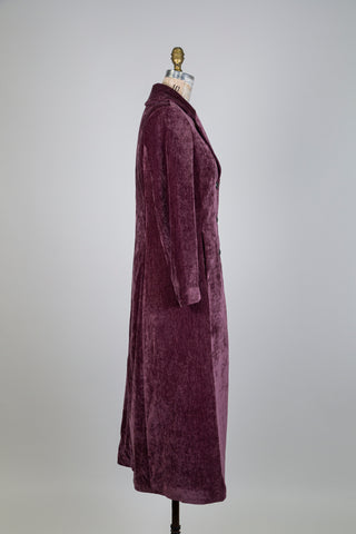 Manteau façon blazer en velours mauve poudré (S)