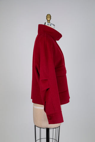 Oversized soft jacket in hibiscus red (6+)