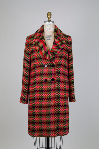 Manteau double-boutonnage en tissage coloré (XS à M)