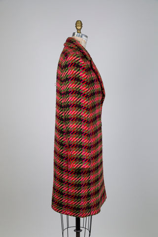 Manteau double-boutonnage en tissage coloré (XS à M)