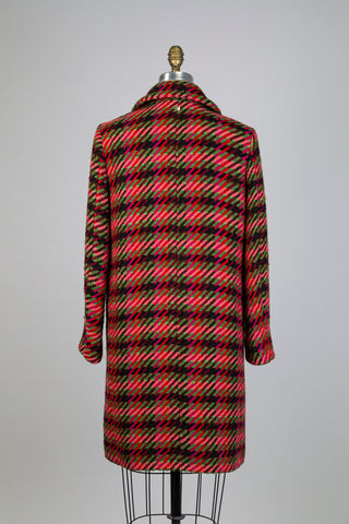 Manteau double-boutonnage en tissage coloré (XS à M)