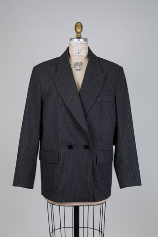 Charcoal gray oversized blazer with pinstripes (6+)