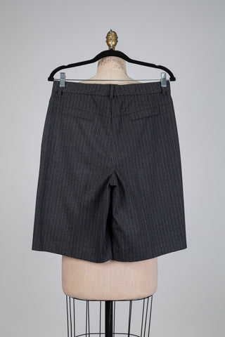 Anthracite grey tailored Bermuda shorts with fine stripes (sizes 4 to 12)