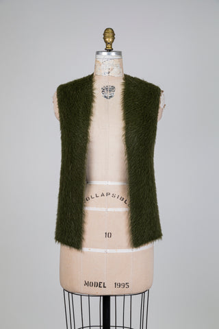 Veste shaggy chic vert olive (S)