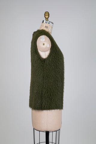 Veste shaggy chic vert olive (S)