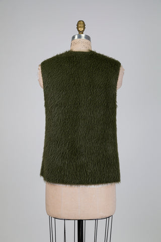 Veste shaggy chic vert olive (S)