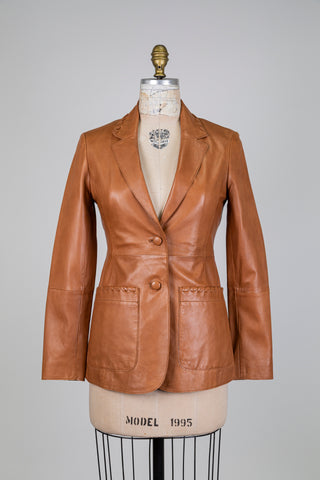Cognac leather blazer (0)