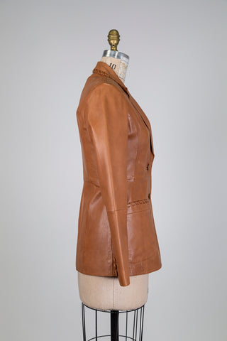 Cognac leather blazer (0)