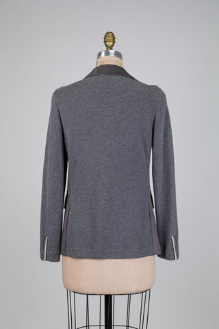 Blazer confort chic en faux suède gris (6)