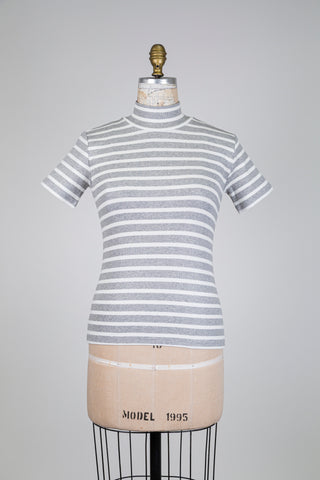 Bright white and light gray striped sweater (4-6-8-14)