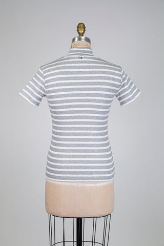 Chandail lumineux à rayures blanc et gris clair (4-6-8-14)