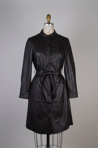 Robe chemisier en faux cuir noir (6 et 8)