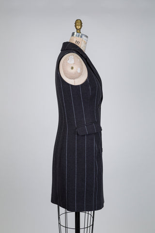 Robe blazer grise à rayures blanches (S)