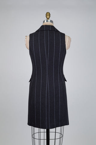 Robe blazer grise à rayures blanches (S)