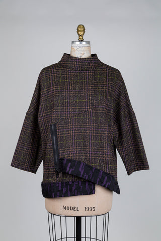 Chandail oversized prince de galles touche de mauve (S)