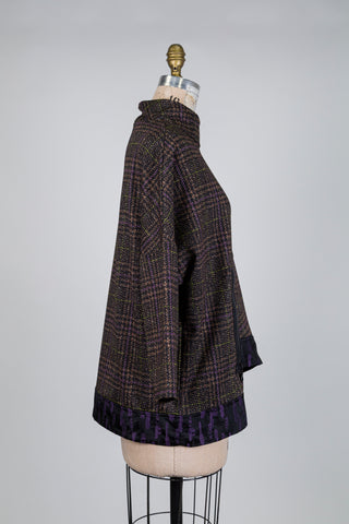 Chandail oversized prince de galles touche de mauve (S)