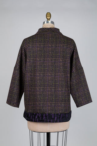 Chandail oversized prince de galles touche de mauve (S)