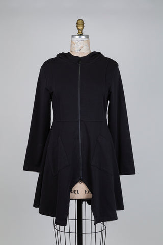 Veste sport-chic noire à capuchon (S)