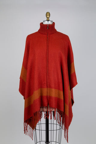 Poncho orange profond à col montant côtelé (TU)