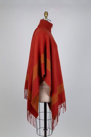 Poncho orange profond à col montant côtelé (TU)