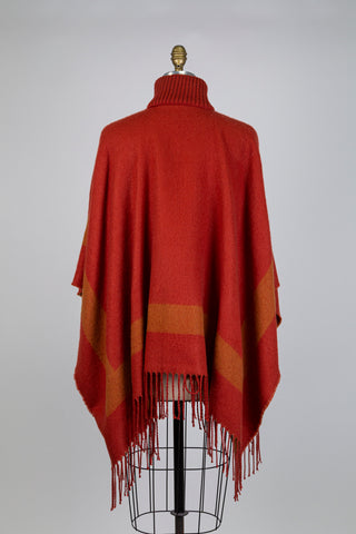 Poncho orange profond à col montant côtelé (TU)