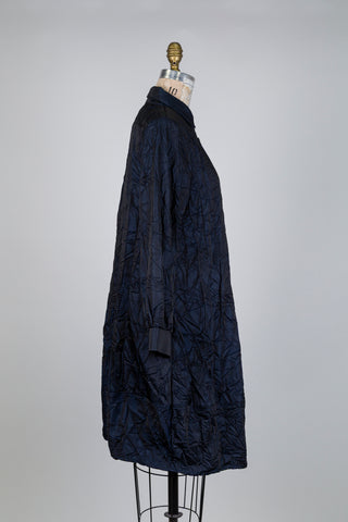 Metallic Blue Balloon Shirt Dress (S)