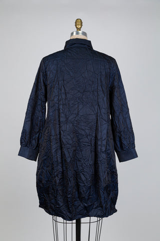 Metallic Blue Balloon Shirt Dress (S)