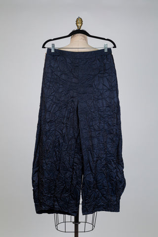 Pantalon ballon bleu métallique à effet froissé (S)