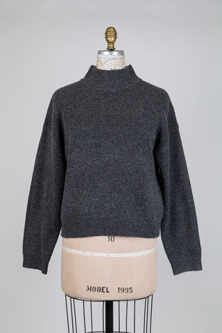 Chandail tricot moelleux gris ardoise (S)