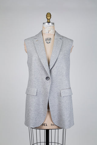 Pale grey marl wool blazer (6)