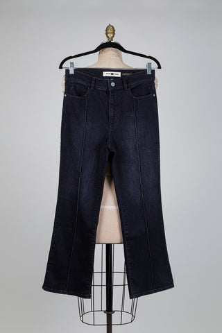 Pantalon denim noir bleuté à surpiqûres (6-8)