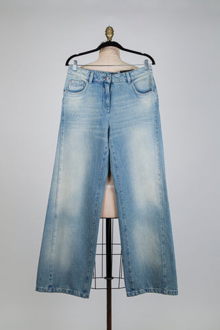 Pantalon en denim vieilli à couture biais (6-8-10-12-14)