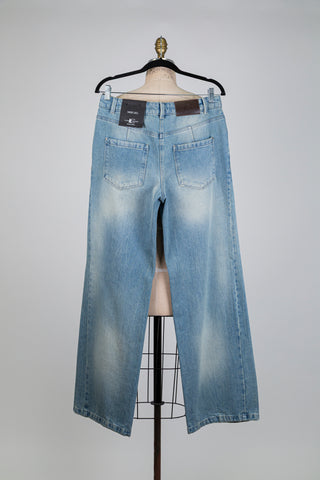 Pantalon en denim vieilli à couture biais (6-8-10-12-14)