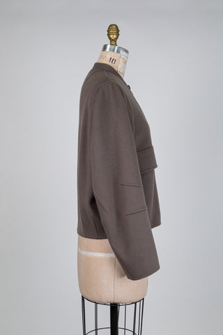Bomber taupe en drap de laine vierge (4 à 10)