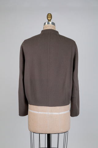 Bomber taupe en drap de laine vierge (4 à 10)
