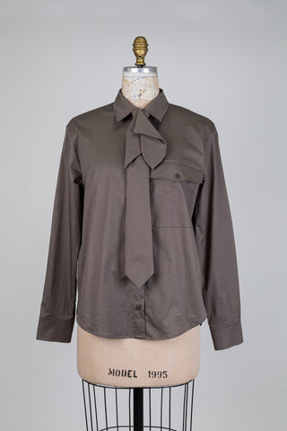 Chemisier taupe à cravate amovible (4-6-14)