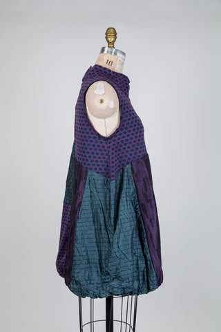 Purple patchwork balloon tunic (S+)