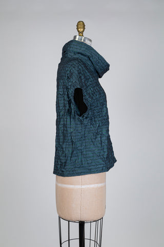 Teal Lurex Striped Turtleneck Top (S+)