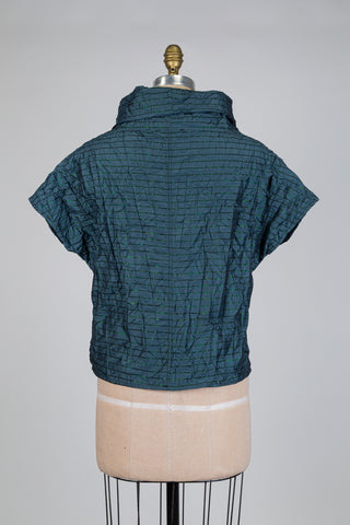 Teal Lurex Striped Turtleneck Top (S+)