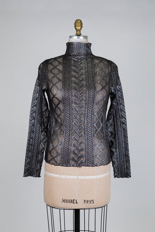 Chandail en dentelle argentée (4-8-10-12)