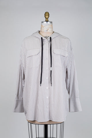 Chemisier "hoodie" oversized à rayures (S-M-L)