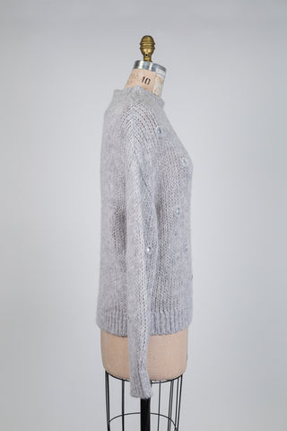 Chandail en tricot gris ciel étoilé  (4 à 12)