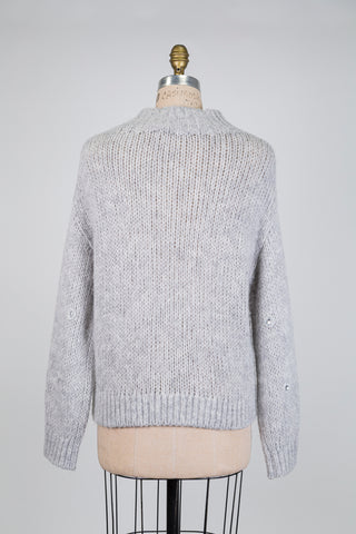 Chandail en tricot gris ciel étoilé  (4 à 12)