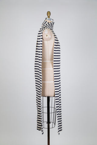 Foulard XXL matelot crème et gris